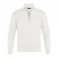 Marta Elegant Knit Sweater with Zip Front in White
