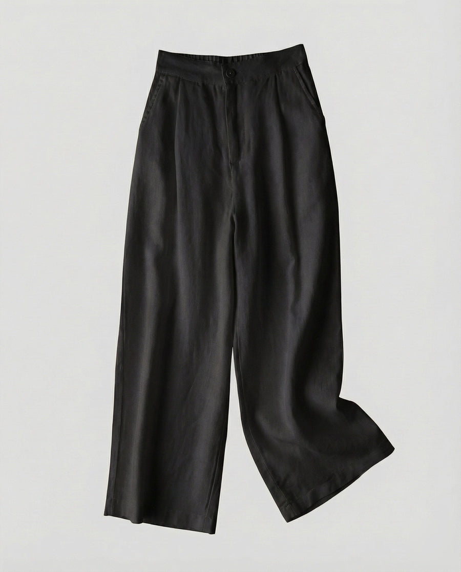 Marta Linen Trousers in Black