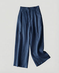 Marta Linen Trousers in Navy