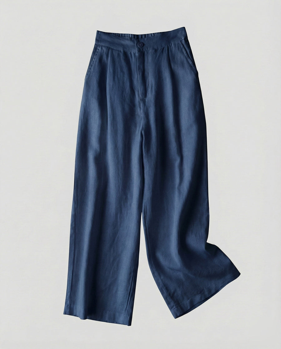 Marta Linen Trousers in Navy