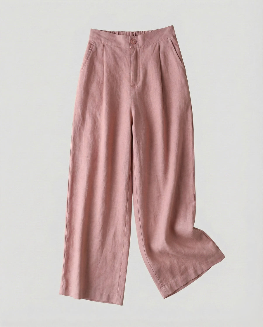 Marta Linen Trousers in Pink