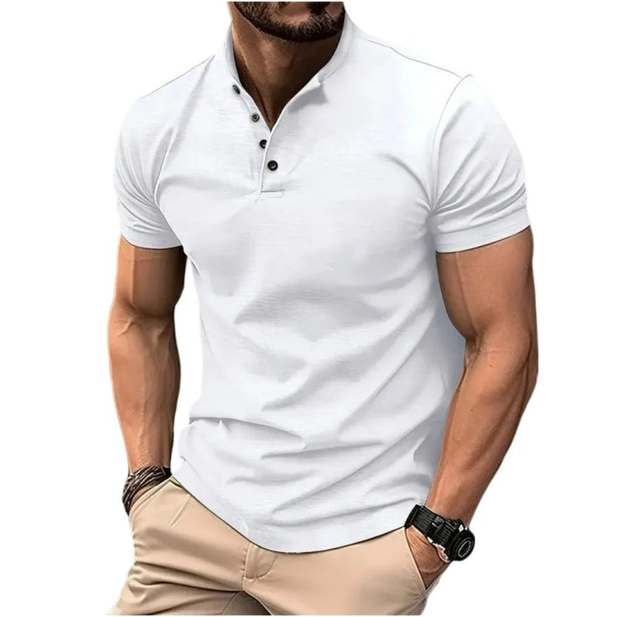 Martin | Short Sleeve Mandarin Collar Henley Shirt