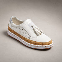 Marvelle Women's Slip-On Sneakers Perforated Tassel in White