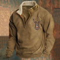 Mathias | Men's Stag Motif Quarter Zip Sweater