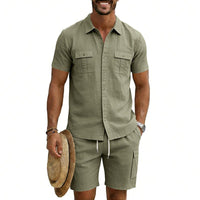 Mathis Linen Blend Shirt with Short Sleeve