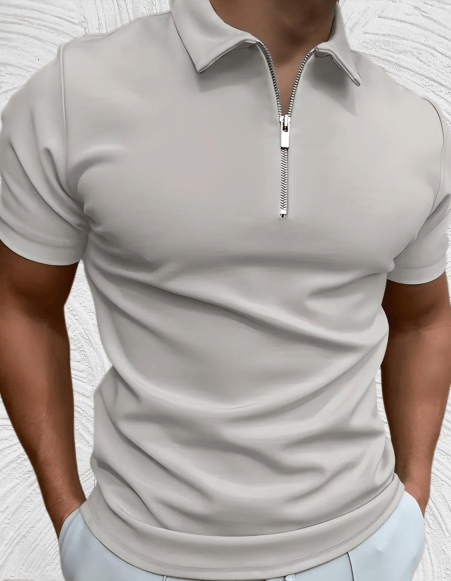 Mathis Shirt with Zip Front in Grey