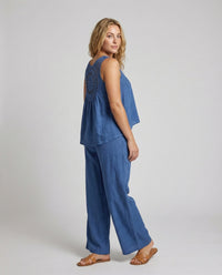 Matilda Comfortable Linen Blend Two Piece Set with Crew Neck