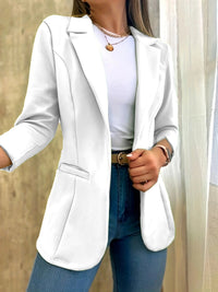 Matilda Elegant Blazer with Pockets and Fitted in White