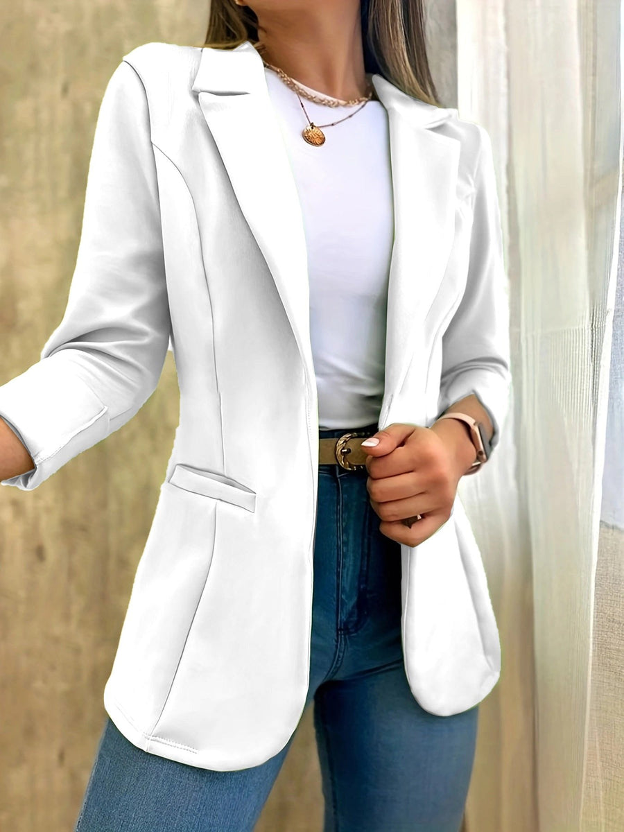 Matilda Elegant Blazer with Pockets and Fitted in White
