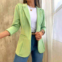 Matilda Elegant Blazer with Pockets and Fitted in Yellow
