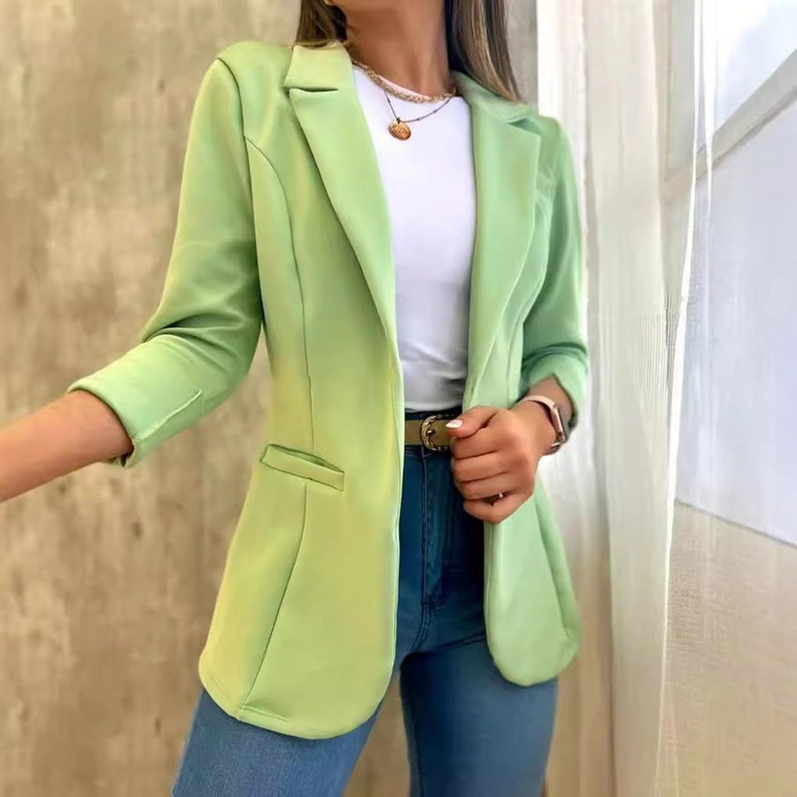 Matilda Elegant Blazer with Pockets and Fitted in Yellow