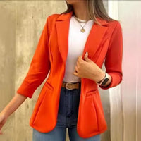 Matilda Elegant Blazer with Pockets and Fitted in Yellow