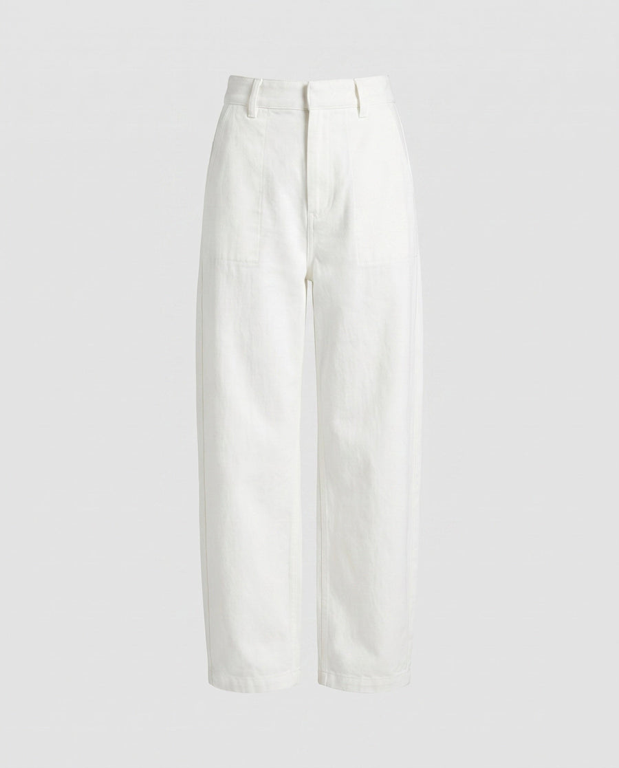Matilda Elegant Linen Trousers with Belted in White