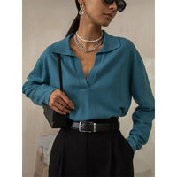 Matilda Elegant Sweater with V-Neck in Beige