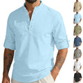 Matteo Lightweight Linen Blend Shirt with Stand Collar