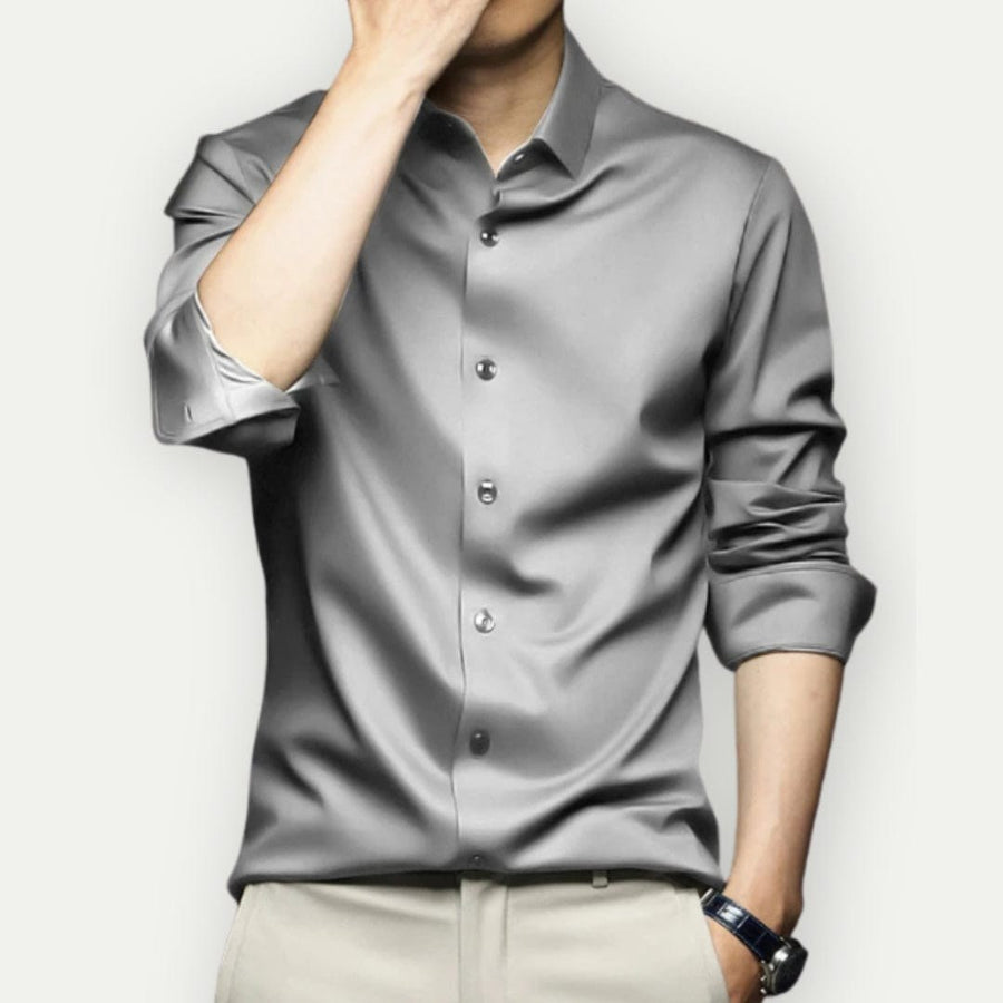 Matteo Shirt with Pleated in Grey