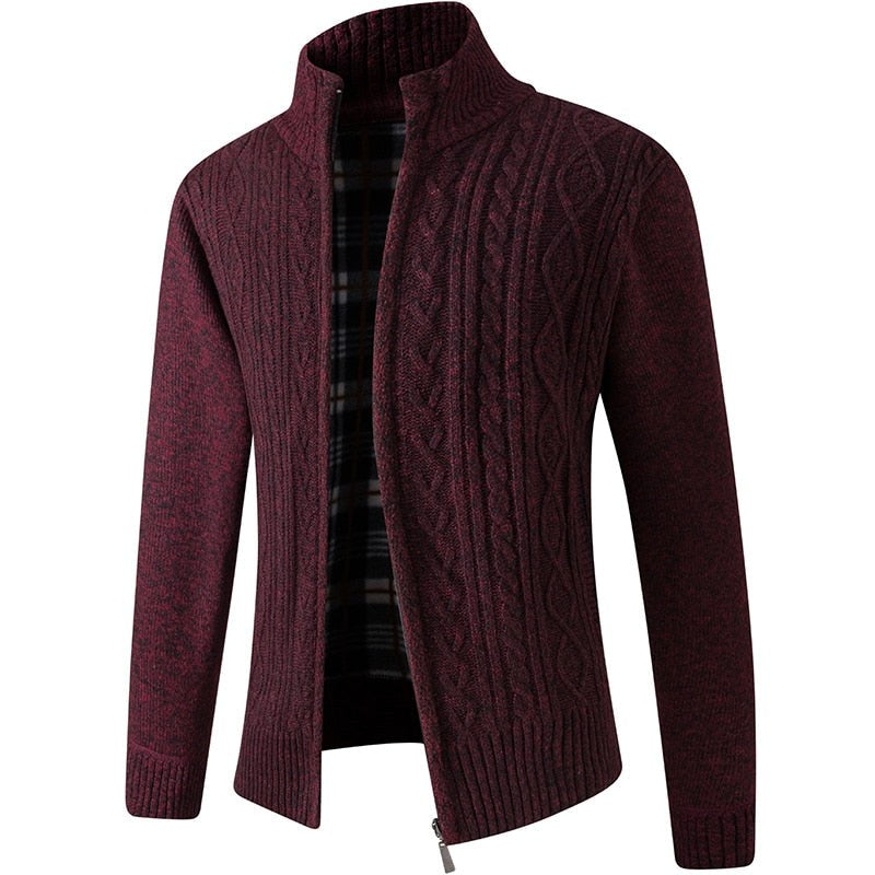 Matthias Knit Cardigan in Wine Red