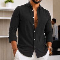Matthias Lightweight Linen Shirt in Black