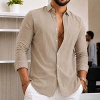 Matthias Lightweight Linen Shirt in Khaki