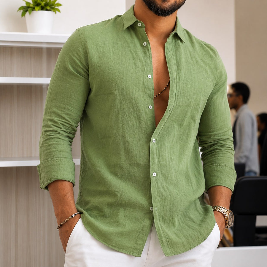Matthias Lightweight Linen Shirt in Pink