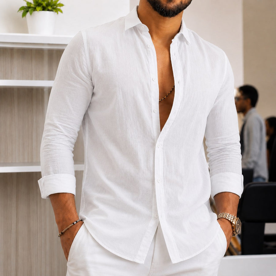 Matthias Lightweight Linen Shirt in White