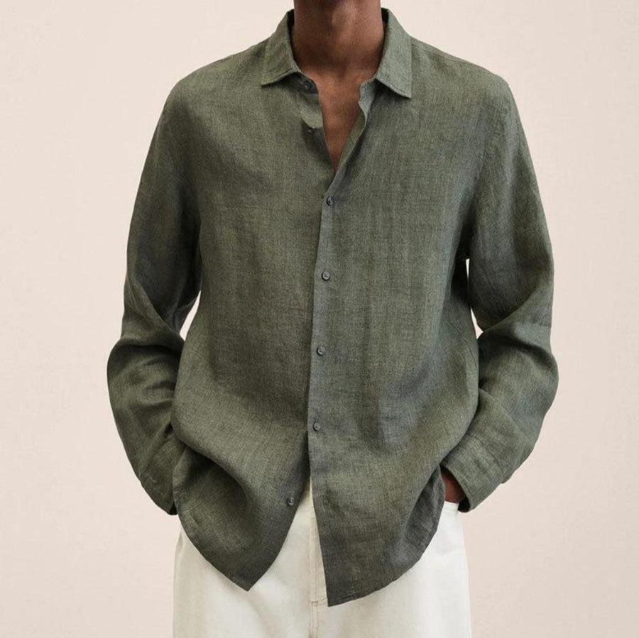 Matthias Linen Shirt in Grüne Armee