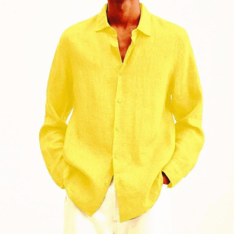 Matthias Linen Shirt in Yellow