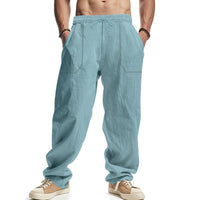 Matthias Relaxed Linen Trousers with Drawstring Waist and Elastic Waist