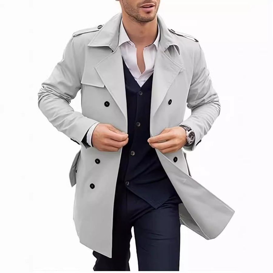 Matthias Trench Coat with Pockets in Black