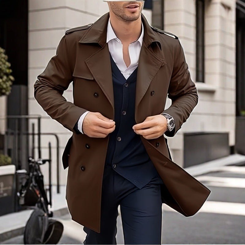 Matthias Trench Coat with Pockets in Brown