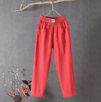 Matthias Trousers with Elastic Waist in Red