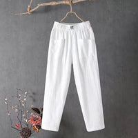 Matthias Trousers with Elastic Waist in White