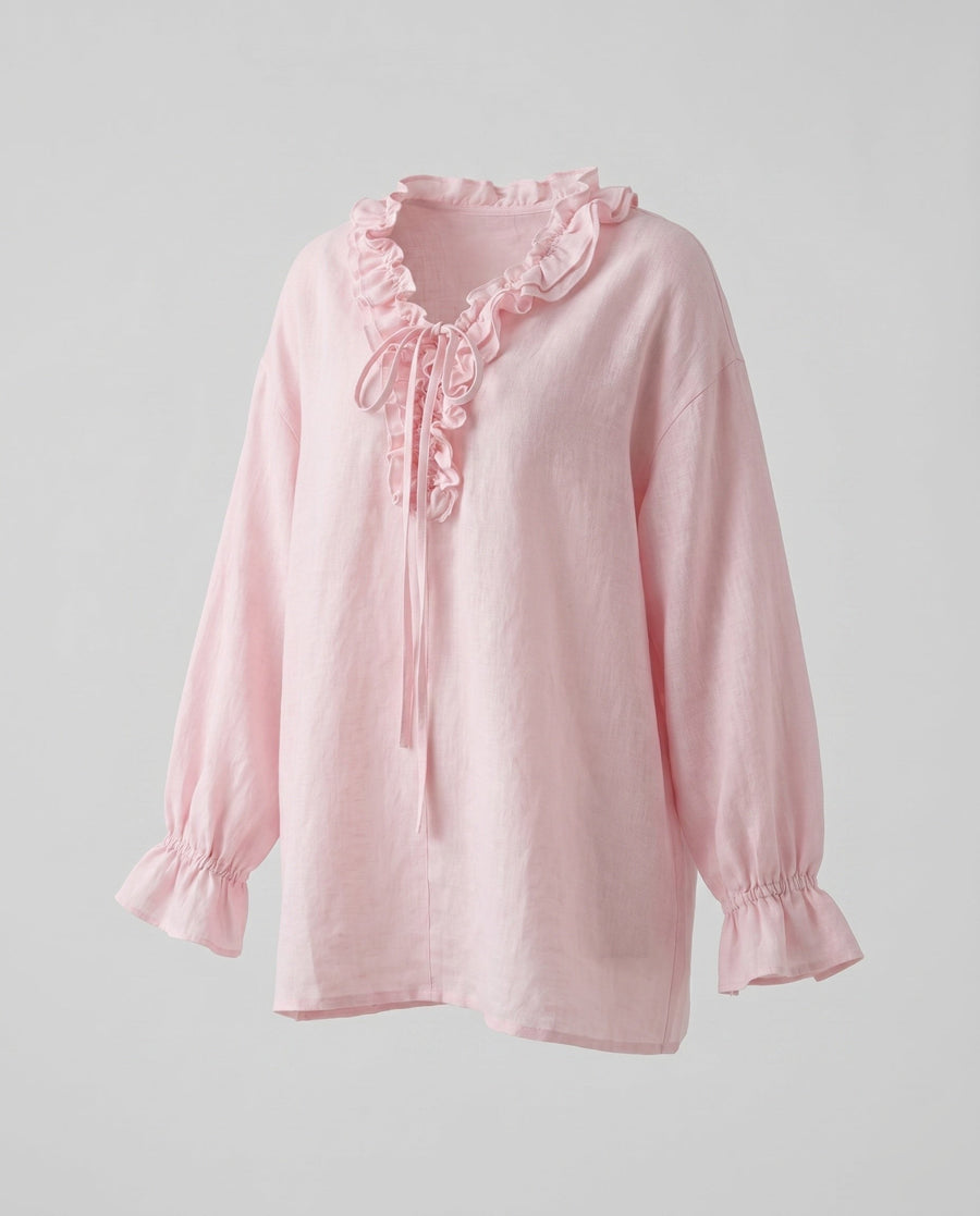 Maude Blouse with Ruffles in Rosé