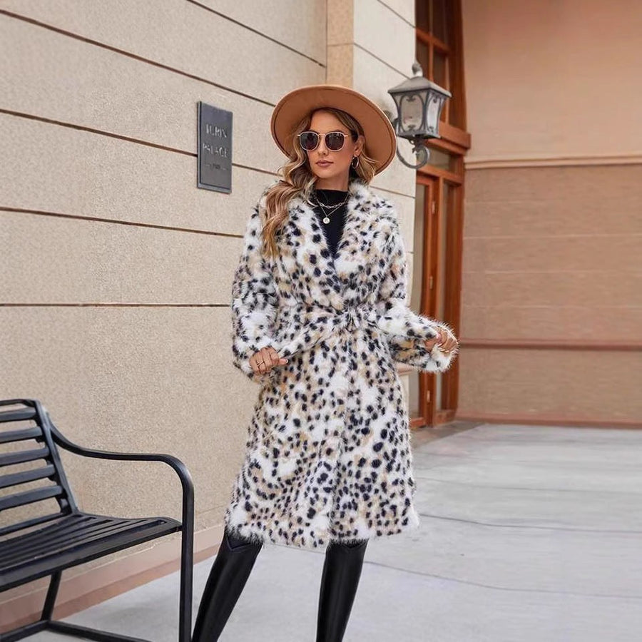 Maude Coat with Belted in Leopard Print