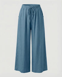 Maude Comfortable Linen Trousers in Blue