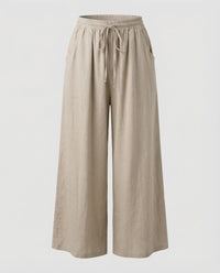 Maude Comfortable Linen Trousers in Khaki