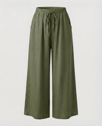 Maude Comfortable Linen Trousers in Olive