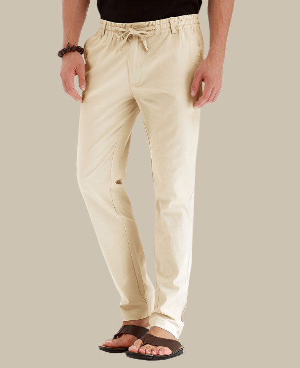 Maurice Casual Trousers with Elastic Waist in Beige