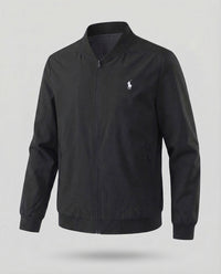 Maurice Lightweight Bomber Jacket with Stand Collar in Black