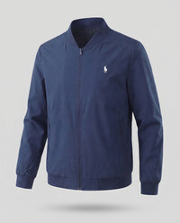 Maurice Lightweight Bomber Jacket with Stand Collar in Blue