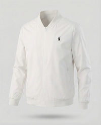 Maurice Lightweight Bomber Jacket with Stand Collar in Cream