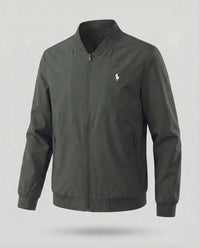Maurice Lightweight Bomber Jacket with Stand Collar in Olive Green
