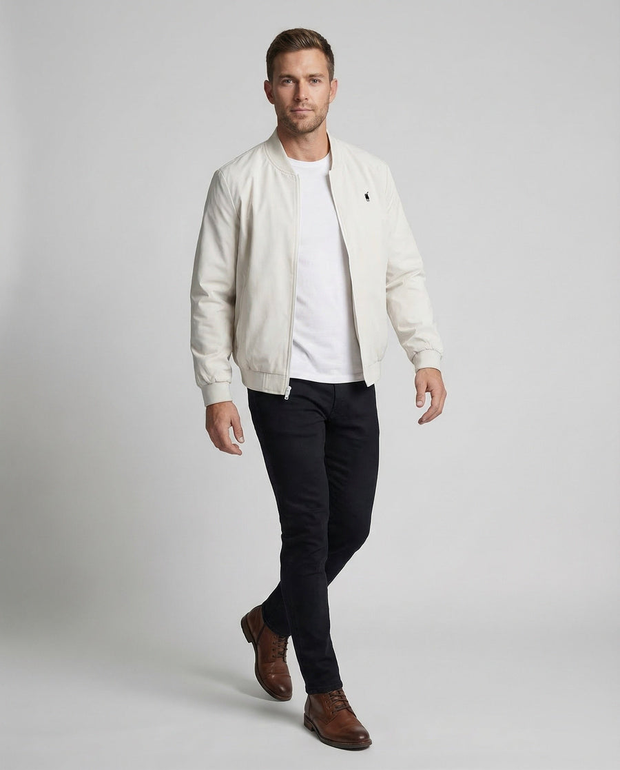 Maurice Lightweight Bomber Jacket with Stand Collar