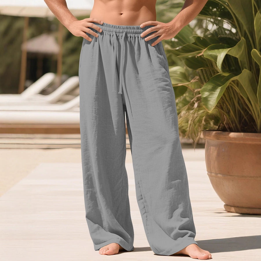 Maurice Lightweight Linen Trousers with Elastic Waist and Pockets