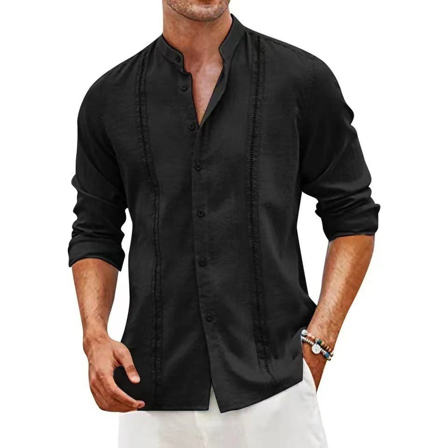 Maurits Casual Linen Blouse in Black