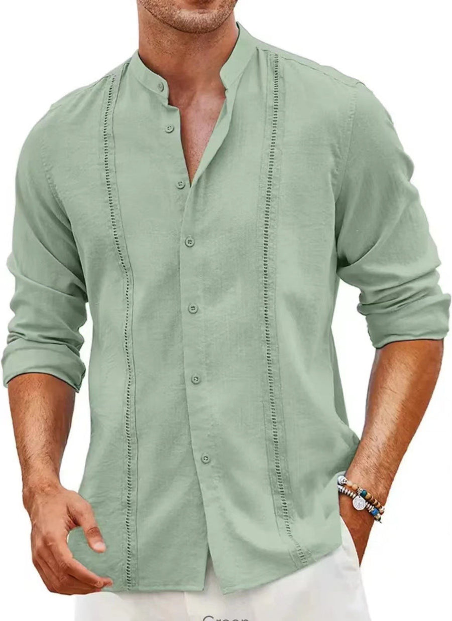 Maurits Casual Linen Blouse in Green