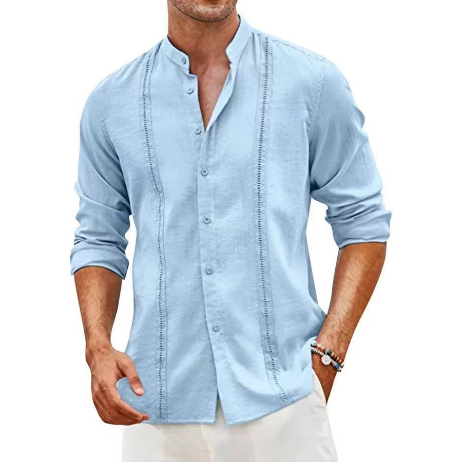 Maurits Casual Linen Blouse in Light Blue