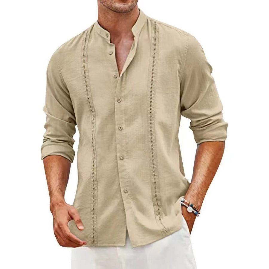 Maurits Casual Linen Blouse in Light Grey