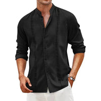 Maurits Casual Linen Blouse in Light Grey