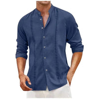 Maurits Casual Linen Blouse in Light Grey